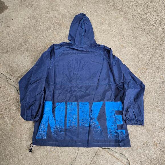 Vtg 90s NIKE Spellout Logo Graphic Baggy Athletic Hooded Zip Up Jacket XXL Fit - Picture 1 of 8